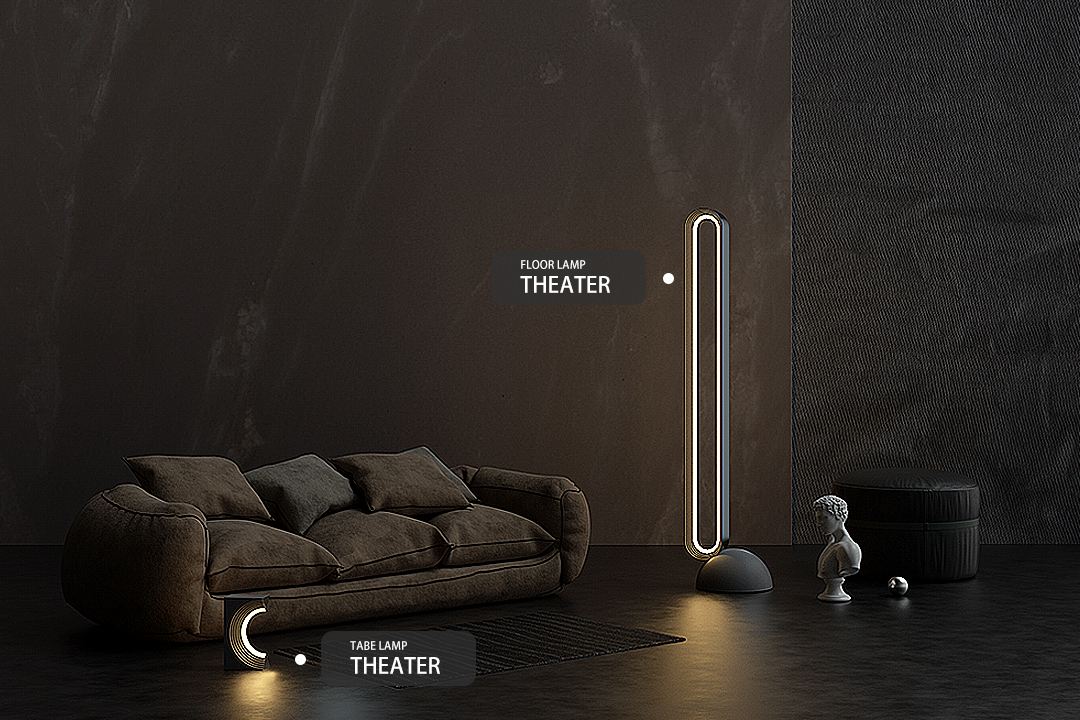 Minimalist-concrete-table-lamp-and-floor-lamp-theatre