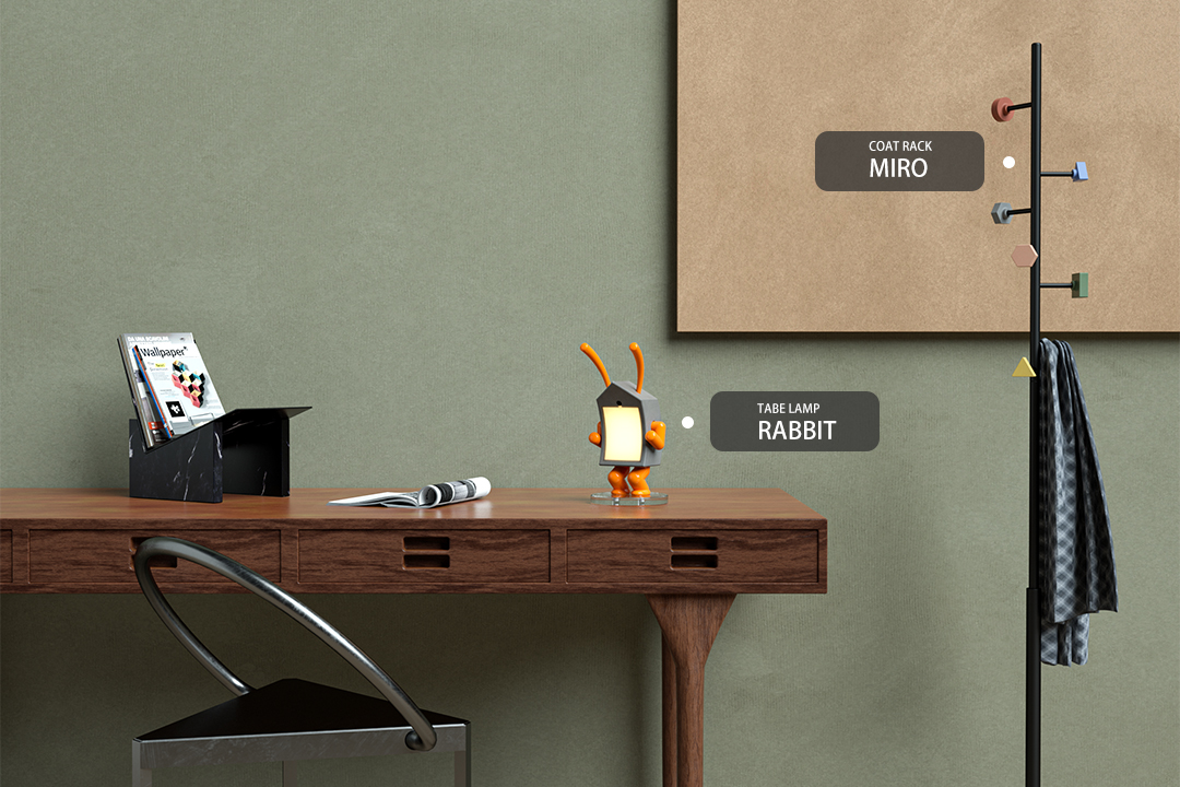 fashionable-matching-of-concrete-coat-rack-and-desk-lamp