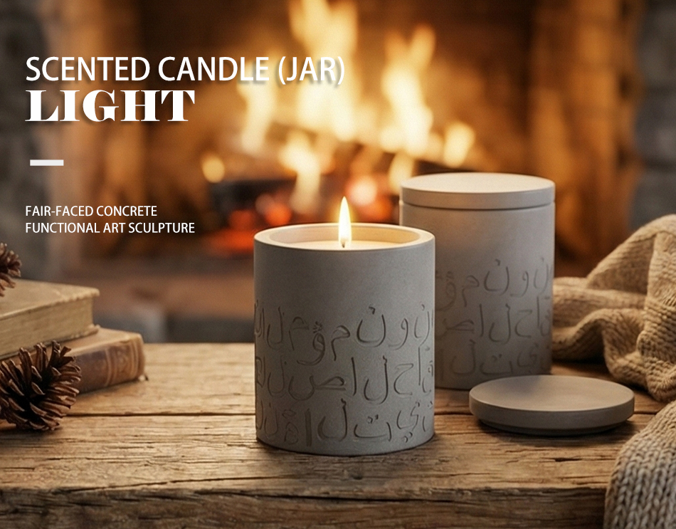 concrete candle holder light