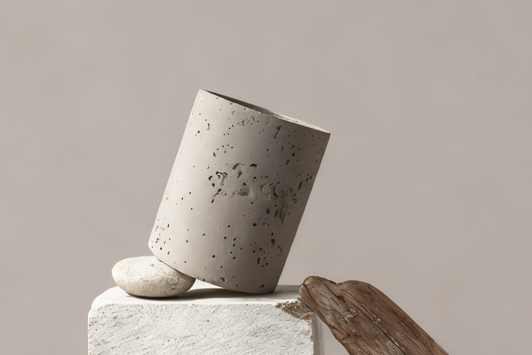 Modern minimalist style white concrete scented candle jar, rough appearance supports customization